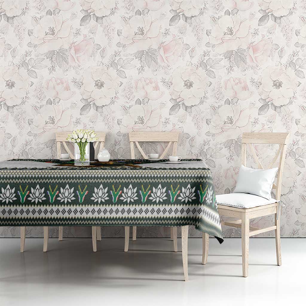 South Africa Christmas Rugby Tablecloth Springboks Mascot Mix African Pattern - Wonder Print Shop