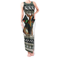 South Africa Christmas Rugby Tank Maxi Dress Springboks Mascot Mix African Pattern - Wonder Print Shop