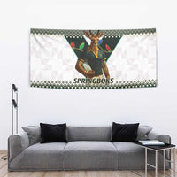 South Africa Christmas Rugby Tapestry Springboks Mascot Mix African Pattern - Wonder Print Shop