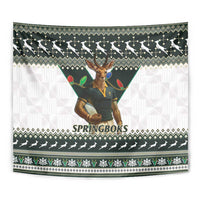 South Africa Christmas Rugby Tapestry Springboks Mascot Mix African Pattern - Wonder Print Shop