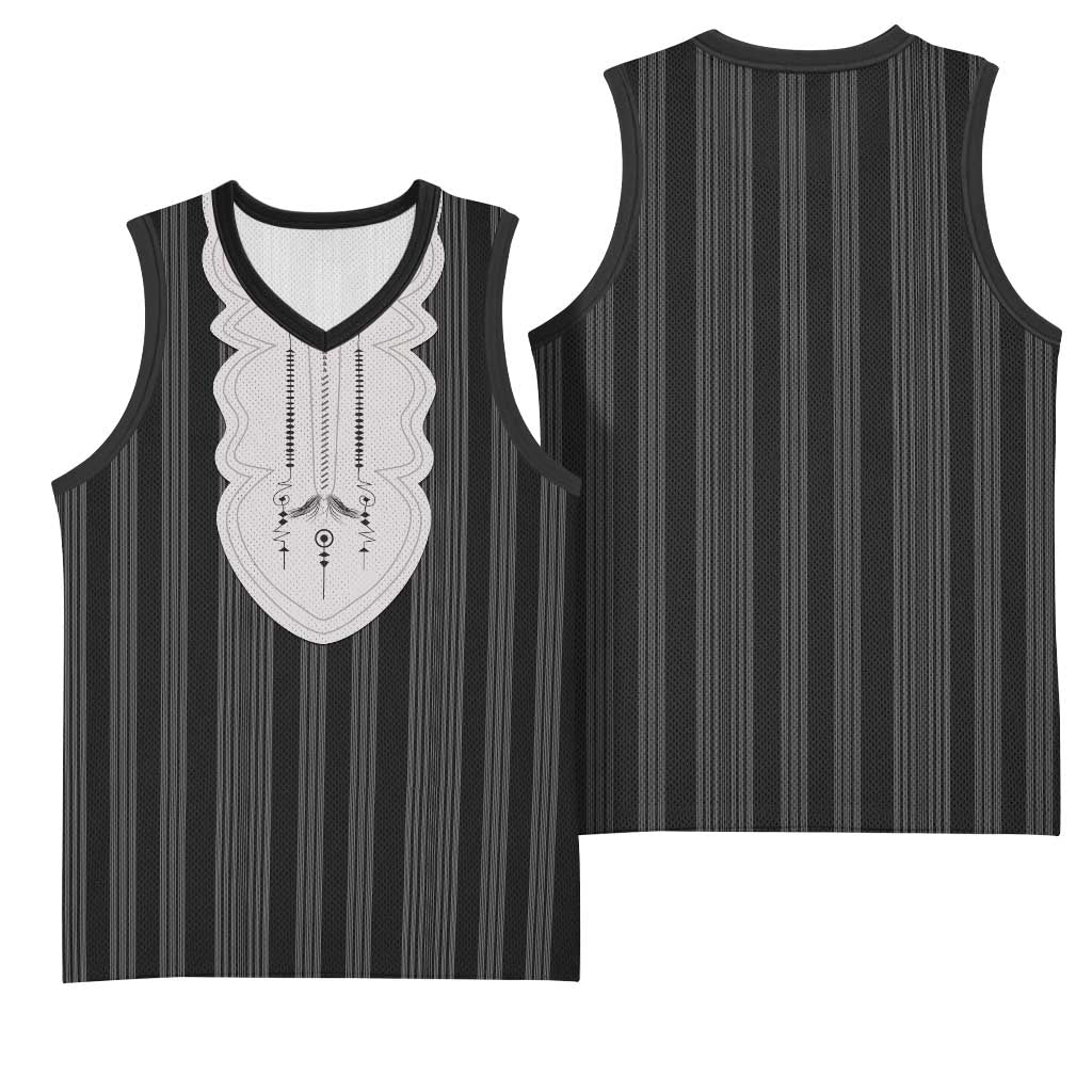 Liberia Black Kpelle Traditional Pattern Basketball Jersey - Wonder Print Shop