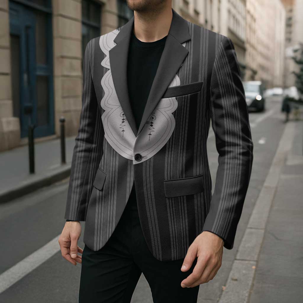 Liberia Black Kpelle Traditional Pattern Blazer - Wonder Print Shop