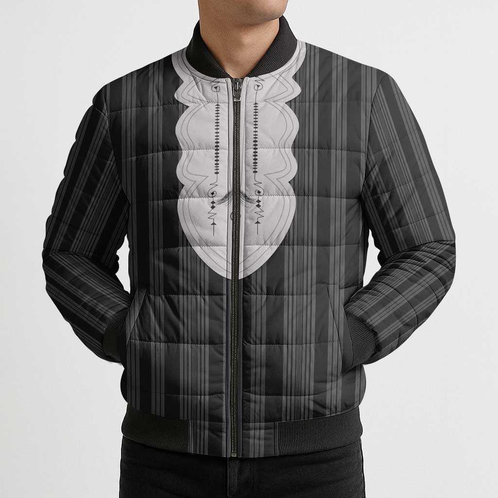 Liberia Black Kpelle Traditional Pattern Bomber Puffer Jacket - Wonder Print Shop