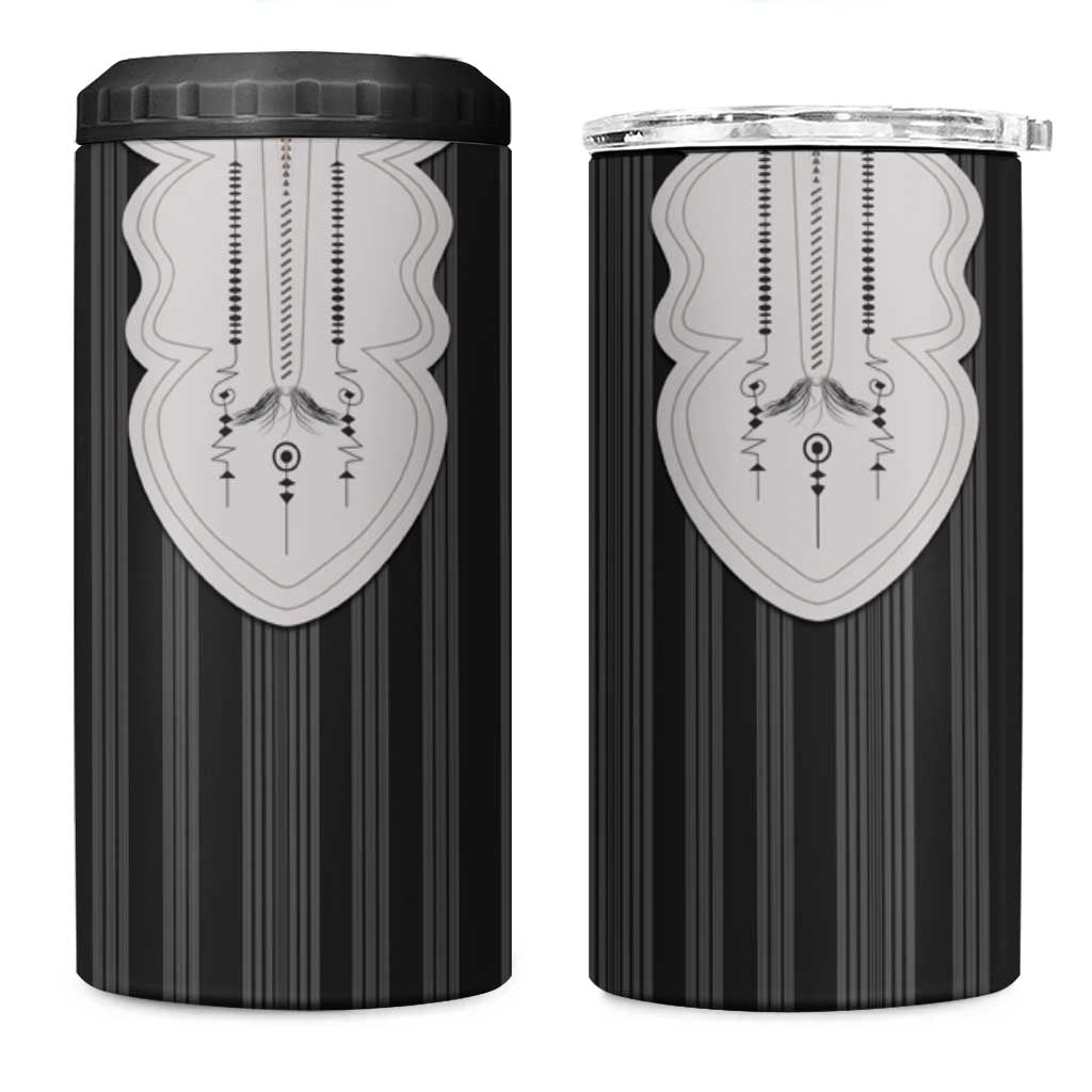 Liberia Black Kpelle Traditional Pattern 4 in 1 Can Cooler Tumbler - Wonder Print Shop