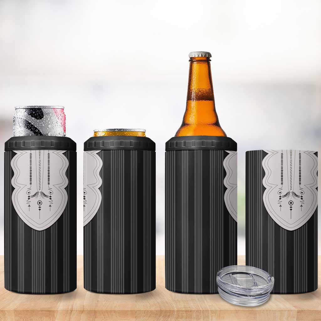 Liberia Black Kpelle Traditional Pattern 4 in 1 Can Cooler Tumbler - Wonder Print Shop