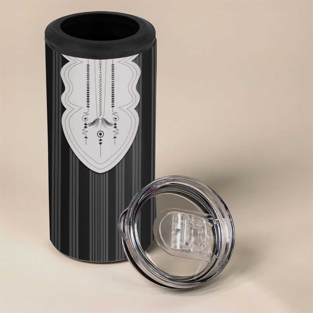Liberia Black Kpelle Traditional Pattern 4 in 1 Can Cooler Tumbler - Wonder Print Shop