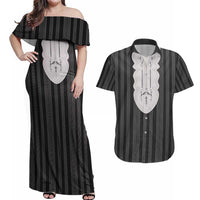 Liberia Black Kpelle Traditional Pattern Couples Matching Off Shoulder Maxi Dress and Hawaiian Shirt - Wonder Print Shop