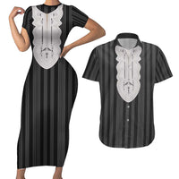 Liberia Black Kpelle Traditional Pattern Couples Matching Short Sleeve Bodycon Dress and Hawaiian Shirt - Wonder Print Shop