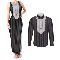 Liberia Black Kpelle Traditional Pattern Couples Matching Tank Maxi Dress and Long Sleeve Button Shirt - Wonder Print Shop