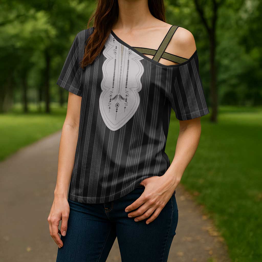 Liberia Black Kpelle Traditional Pattern Cross Shoulder Shirt - Wonder Print Shop