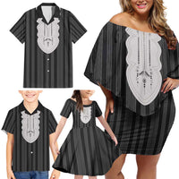 Liberia Black Kpelle Traditional Pattern Family Matching Off Shoulder Short Dress and Hawaiian Shirt - Wonder Print Shop