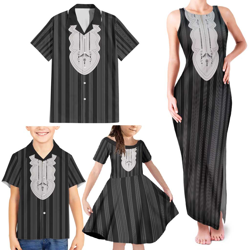 Liberia Black Kpelle Traditional Pattern Family Matching Tank Maxi Dress and Hawaiian Shirt - Wonder Print Shop