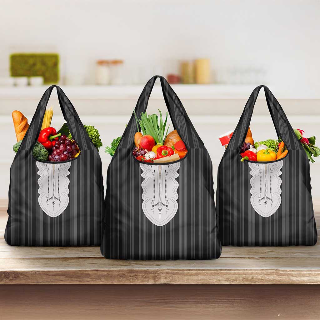 Liberia Black Kpelle Traditional Pattern Grocery Bag - Wonder Print Shop