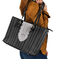 Liberia Black Kpelle Traditional Pattern Leather Tote Bag - Wonder Print Shop