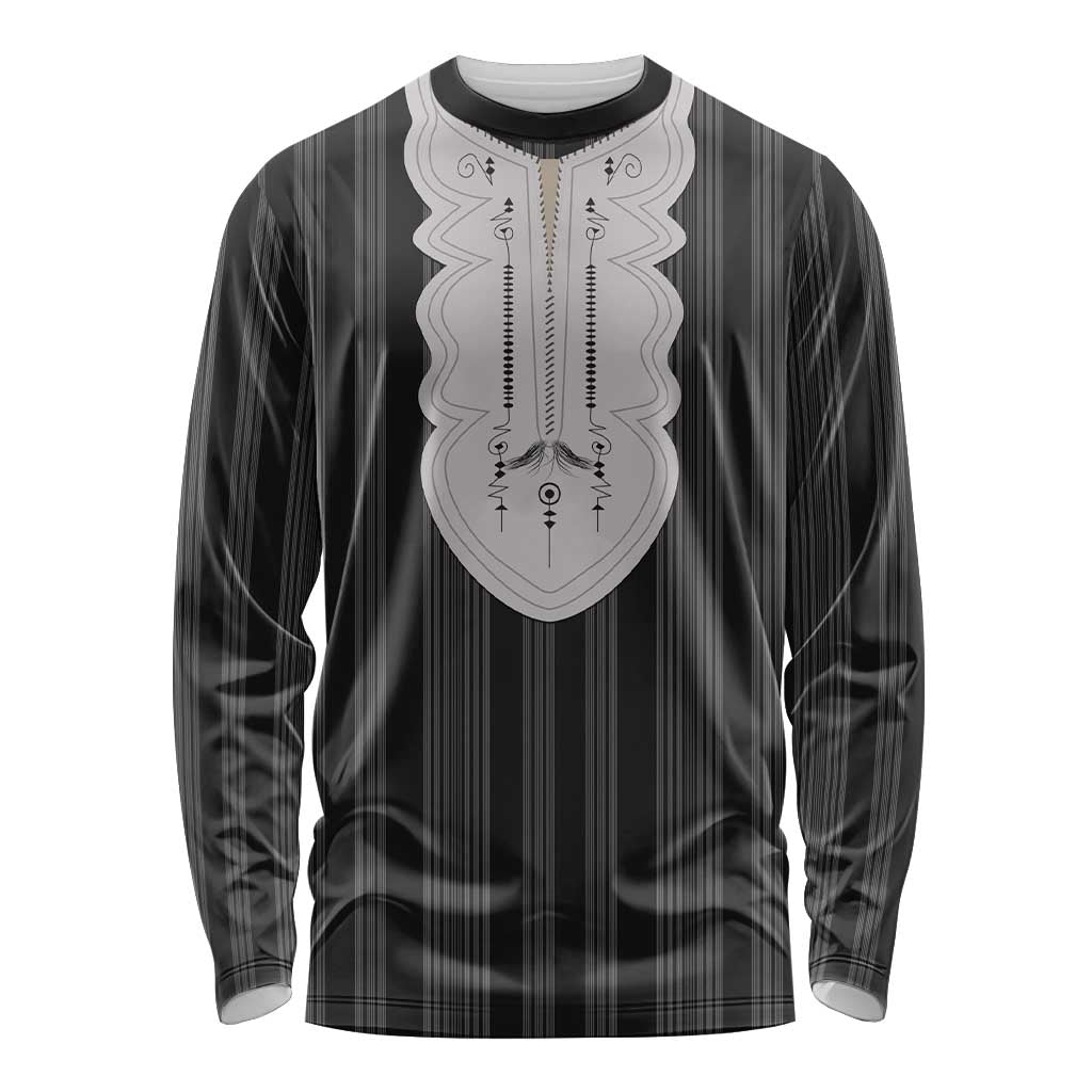 Liberia Black Kpelle Traditional Pattern Long Sleeve Shirt - Wonder Print Shop