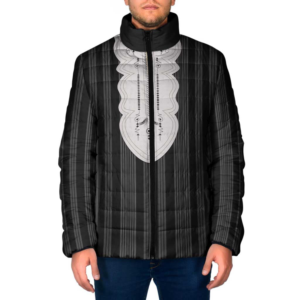 Liberia Black Kpelle Traditional Pattern Padded Jacket - Wonder Print Shop