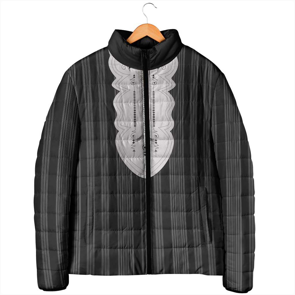 Liberia Black Kpelle Traditional Pattern Padded Jacket - Wonder Print Shop