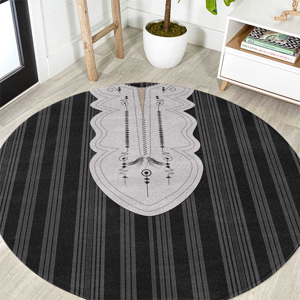 Liberia Black Kpelle Traditional Pattern Round Carpet - Wonder Print Shop