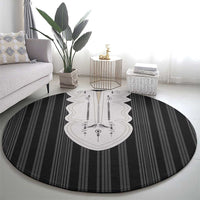 Liberia Black Kpelle Traditional Pattern Round Carpet - Wonder Print Shop
