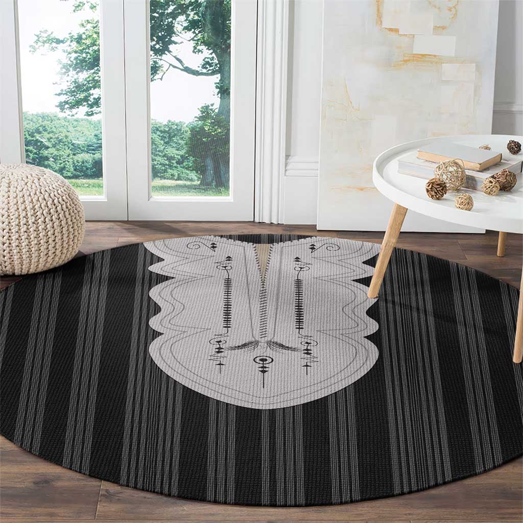 Liberia Black Kpelle Traditional Pattern Round Carpet - Wonder Print Shop