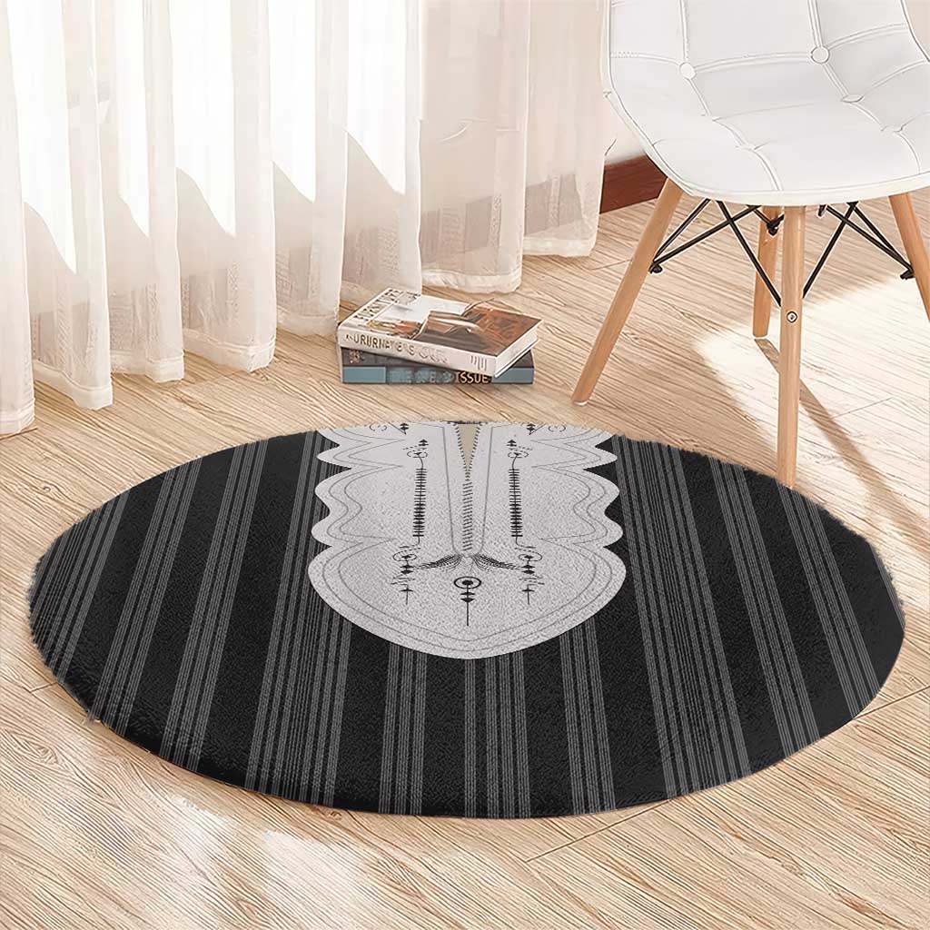 Liberia Black Kpelle Traditional Pattern Round Carpet - Wonder Print Shop