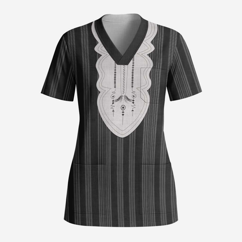Liberia Black Kpelle Traditional Pattern Scrub Top - Wonder Print Shop