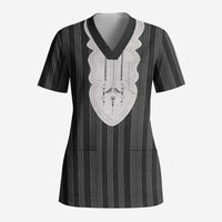 Liberia Black Kpelle Traditional Pattern Scrub Top - Wonder Print Shop