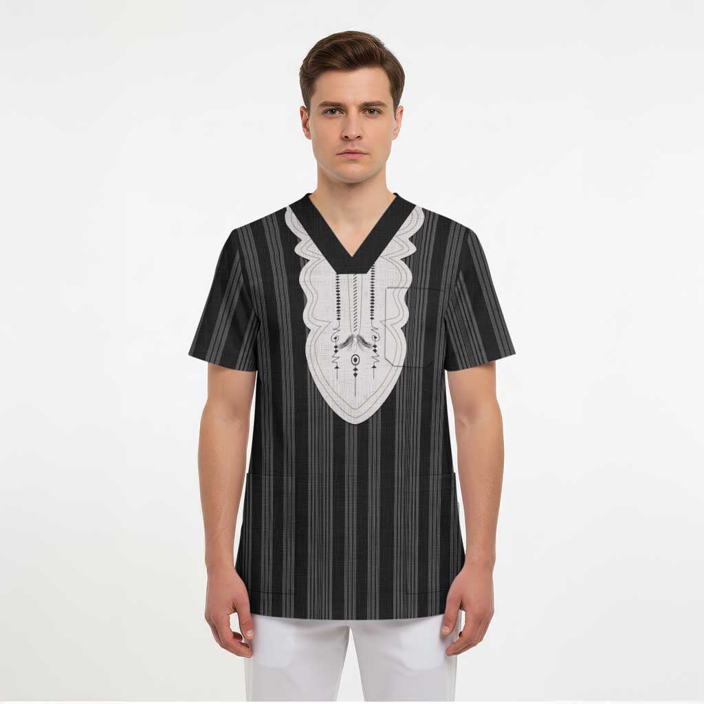 Liberia Black Kpelle Traditional Pattern Scrub Top - Wonder Print Shop