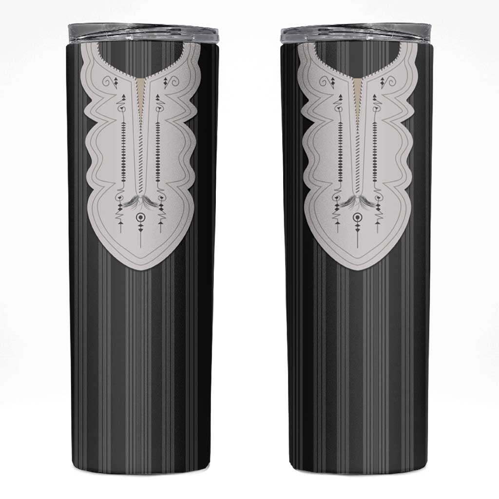 Liberia Black Kpelle Traditional Pattern Skinny Tumbler - Wonder Print Shop