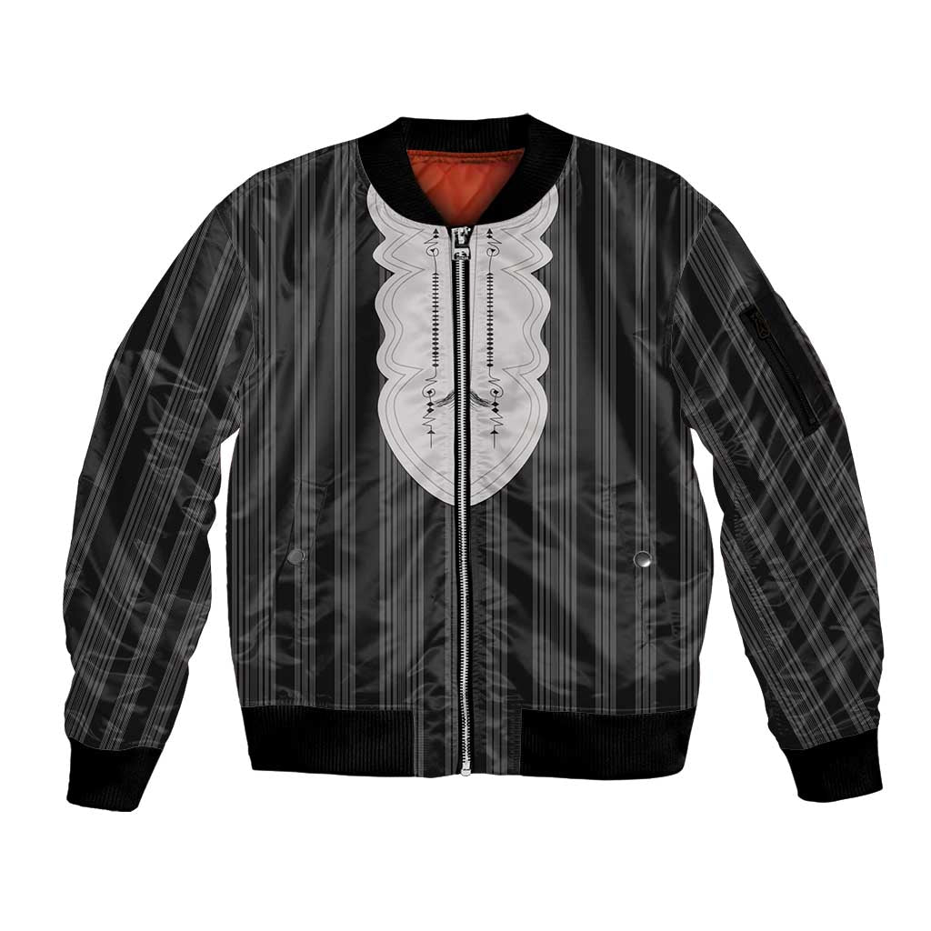 Liberia Black Kpelle Traditional Pattern Sleeve Zip Bomber Jacket - Wonder Print Shop