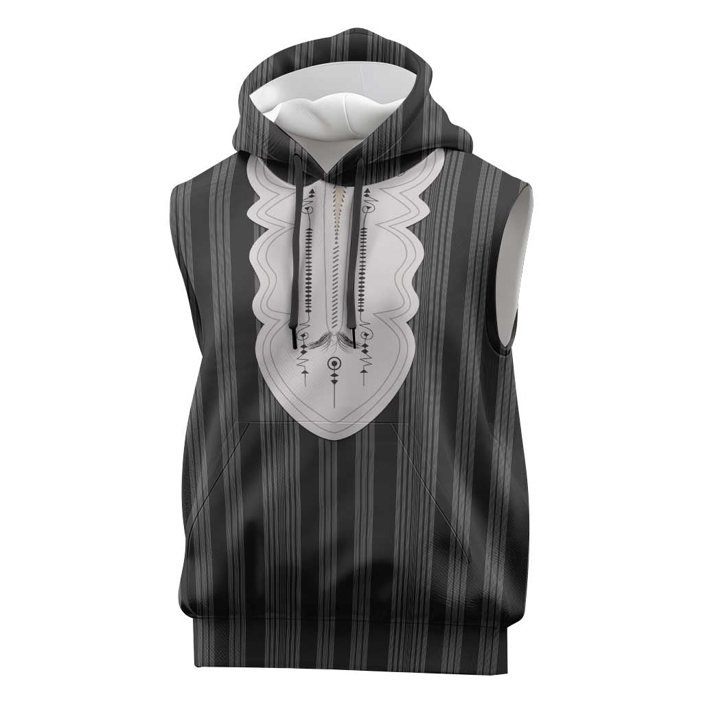 Liberia Black Kpelle Traditional Pattern Sleeveless Hoodie - Wonder Print Shop