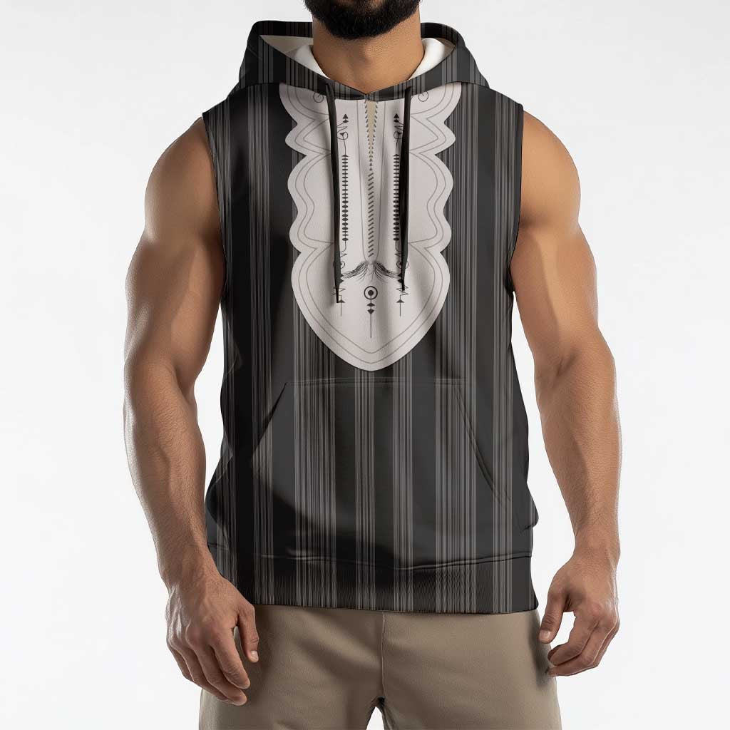 Liberia Black Kpelle Traditional Pattern Sleeveless Hoodie - Wonder Print Shop