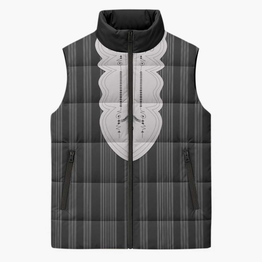 Liberia Black Kpelle Traditional Pattern Sleeveless Puffer Jacket - Wonder Print Shop