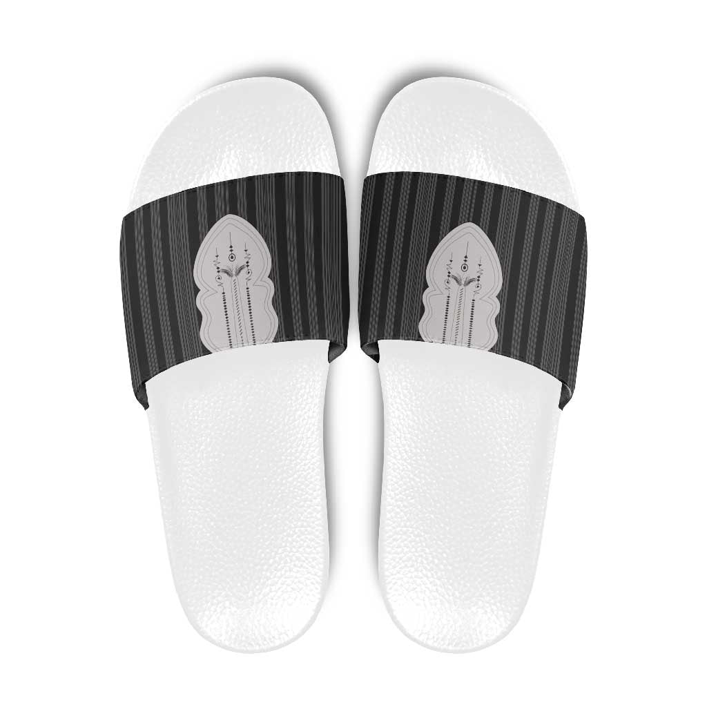 Liberia Black Kpelle Traditional Pattern Slide Sandals - Wonder Print Shop