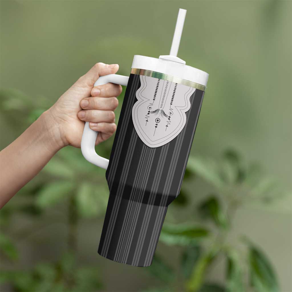 Liberia Black Kpelle Traditional Pattern Tumbler With Handle - Wonder Print Shop