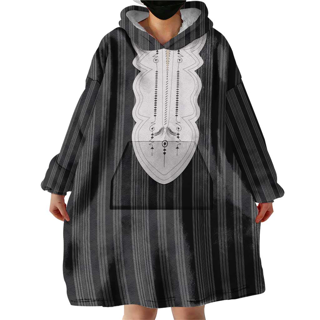 Liberia Black Kpelle Traditional Pattern Wearable Blanket Hoodie - Wonder Print Shop