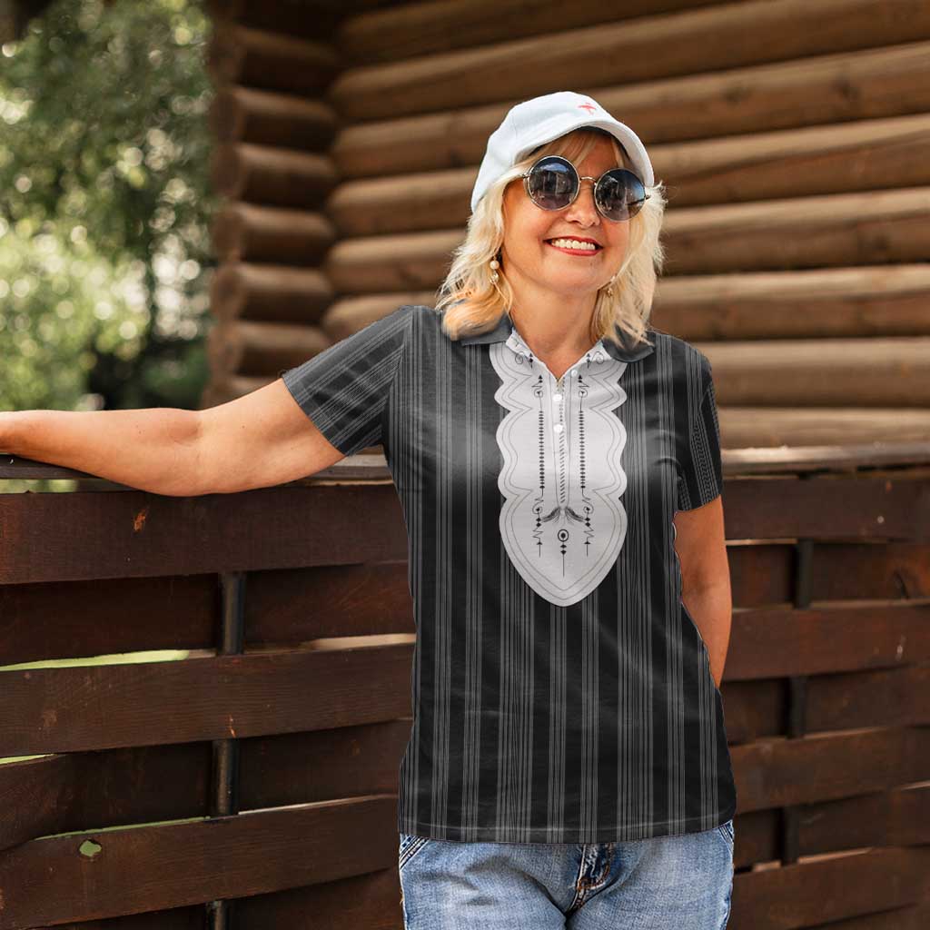 Liberia Black Kpelle Traditional Pattern Women Polo Shirt - Wonder Print Shop