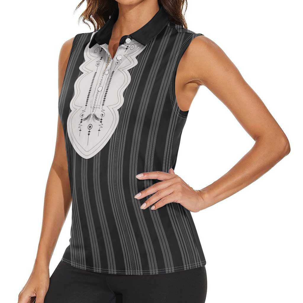 Liberia Black Kpelle Traditional Pattern Women Sleeveless Polo Shirt - Wonder Print Shop