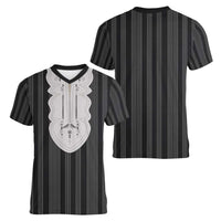 Liberia Black Kpelle Traditional Pattern Women V-Neck T-Shirt - Wonder Print Shop