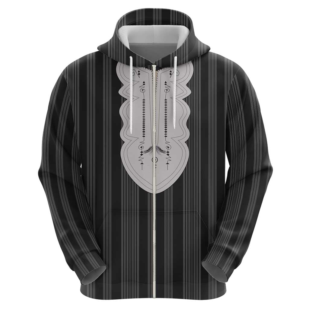 Liberia Black Kpelle Traditional Pattern Zip Hoodie - Wonder Print Shop