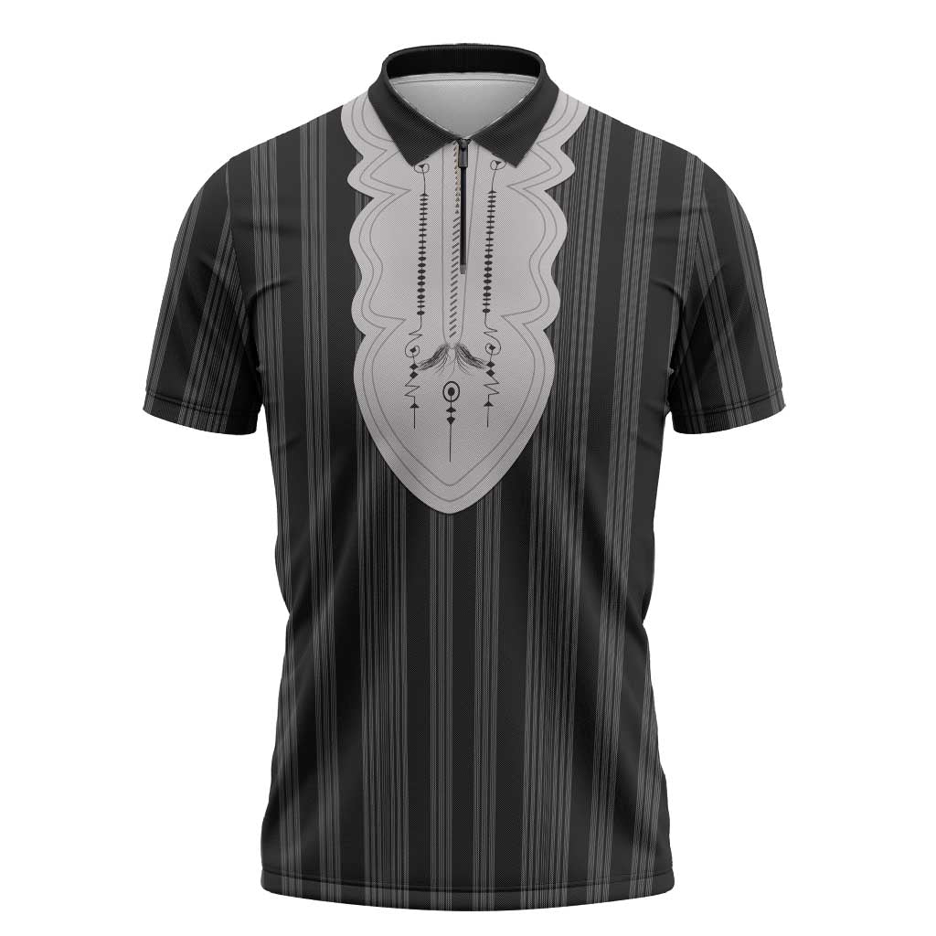 Liberia Black Kpelle Traditional Pattern Zipper Polo Shirt - Wonder Print Shop