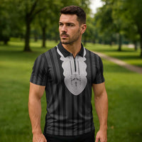 Liberia Black Kpelle Traditional Pattern Zipper Polo Shirt - Wonder Print Shop