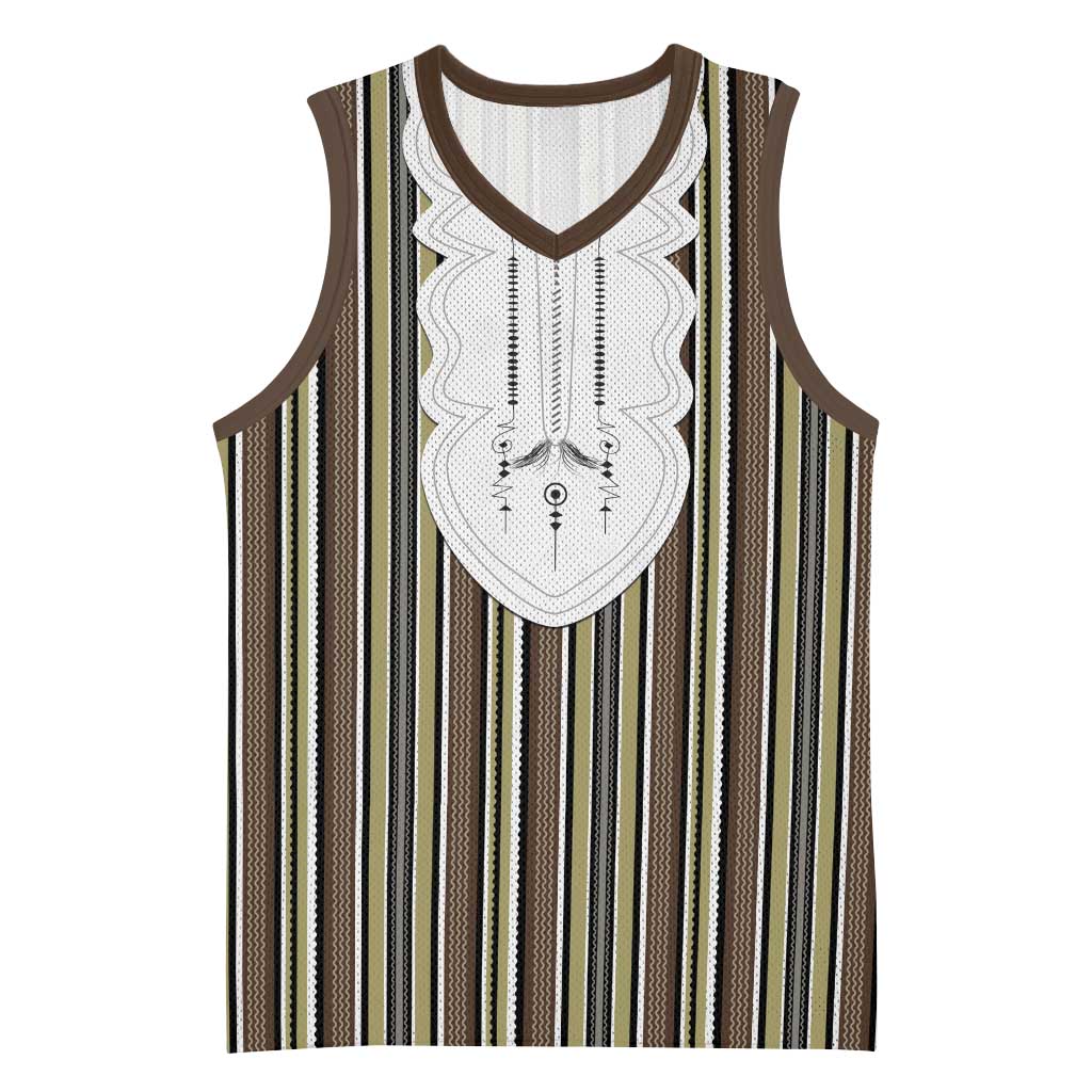 Liberia Brown Kpelle Traditional Pattern Basketball Jersey - Wonder Print Shop
