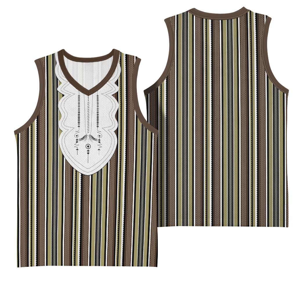 Liberia Brown Kpelle Traditional Pattern Basketball Jersey - Wonder Print Shop