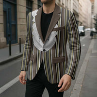 Liberia Brown Kpelle Traditional Pattern Blazer - Wonder Print Shop