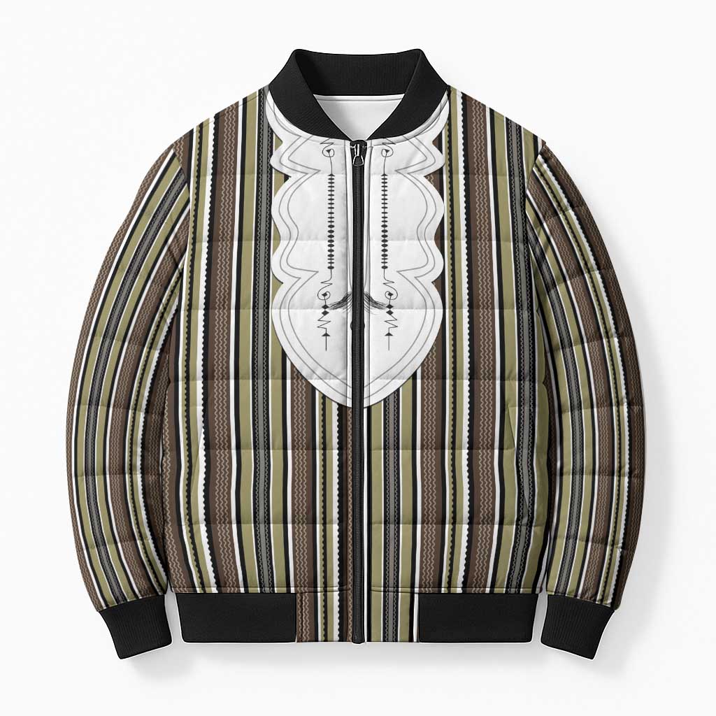 Liberia Brown Kpelle Traditional Pattern Bomber Puffer Jacket - Wonder Print Shop