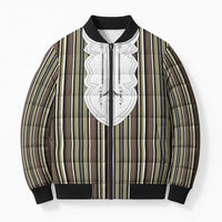 Liberia Brown Kpelle Traditional Pattern Bomber Puffer Jacket - Wonder Print Shop