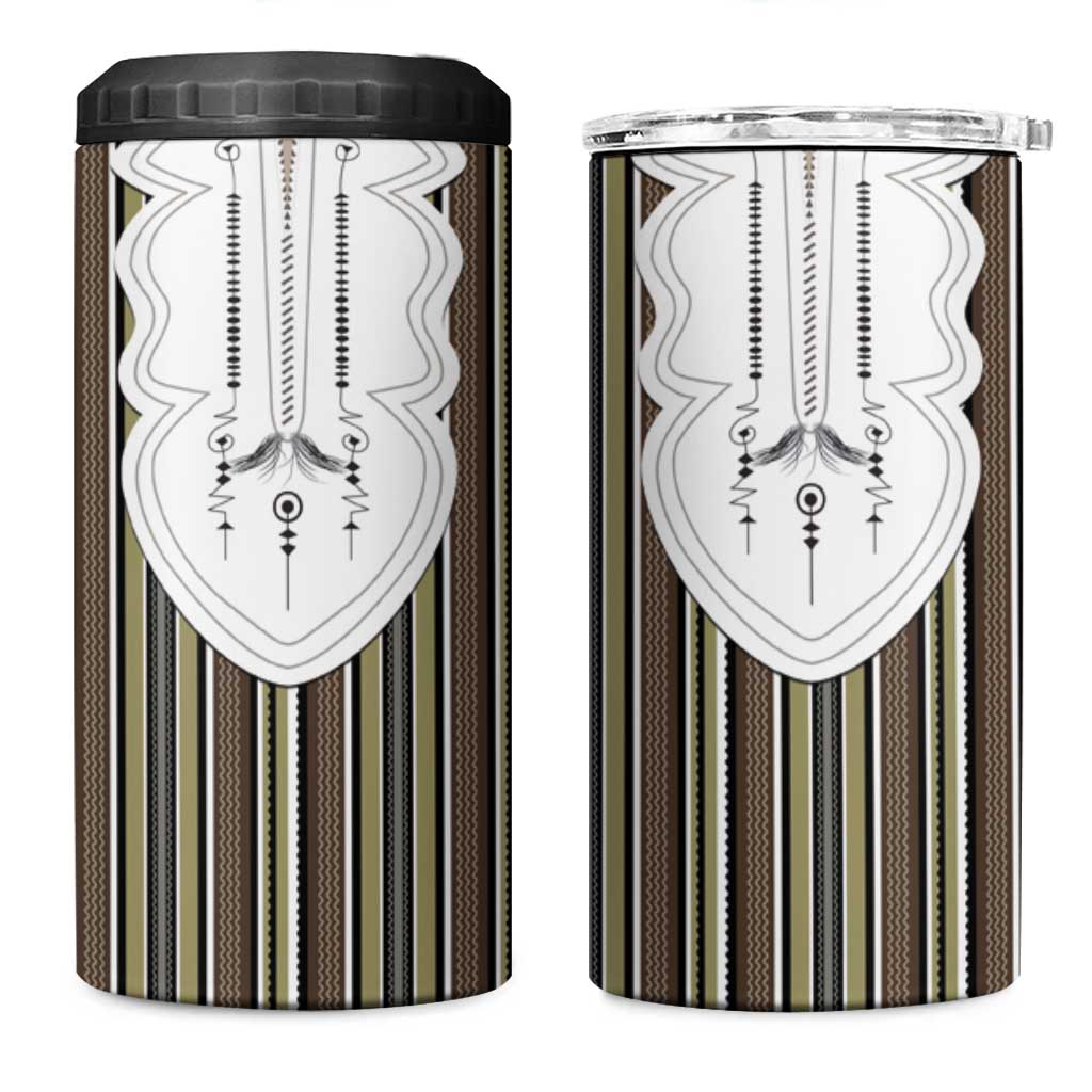 Liberia Brown Kpelle Traditional Pattern 4 in 1 Can Cooler Tumbler - Wonder Print Shop