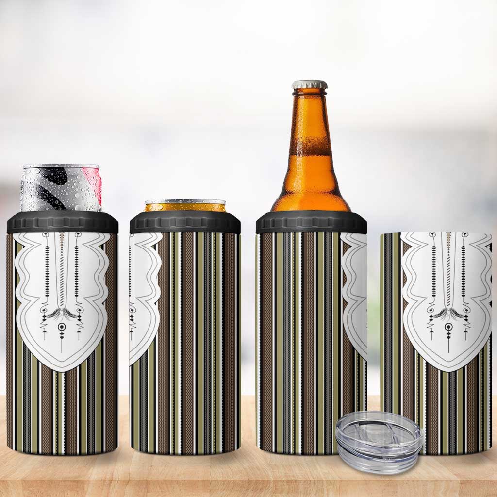 Liberia Brown Kpelle Traditional Pattern 4 in 1 Can Cooler Tumbler - Wonder Print Shop