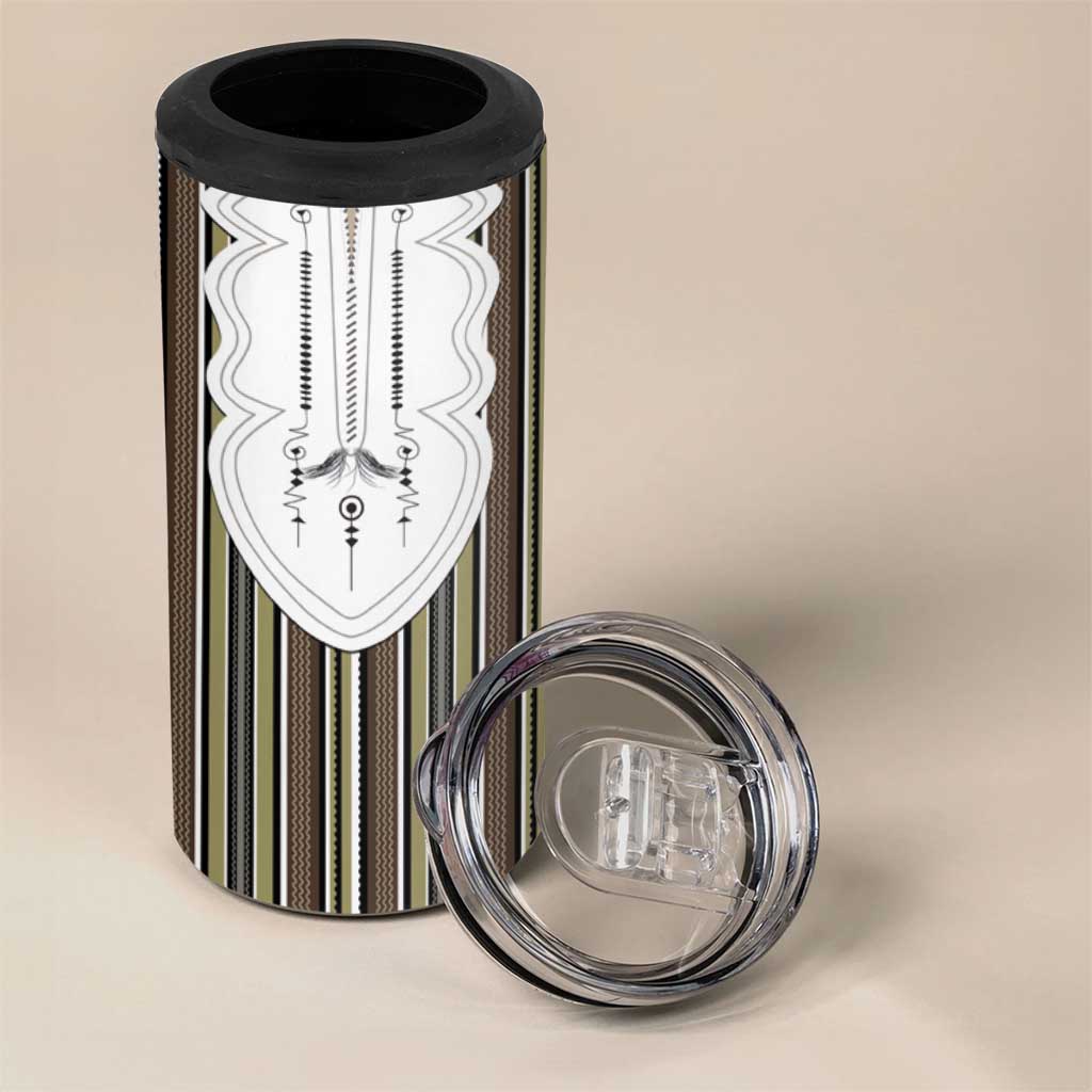 Liberia Brown Kpelle Traditional Pattern 4 in 1 Can Cooler Tumbler - Wonder Print Shop